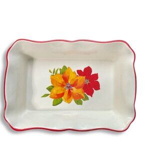 The Pioneer Woman Baking Dish 8x12x3 Christmas Poinsettia Holiday Oven Stoneware